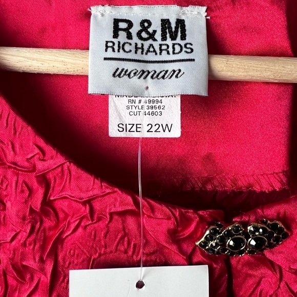Women’s Vintage R & M Richard bright Y2K red crinkle blazer front open 22W. - Picture 7 of 12